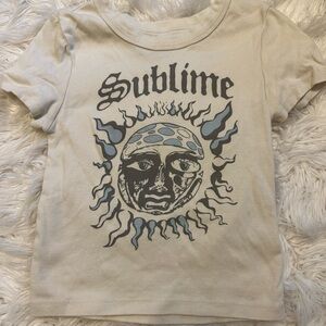 American Eagle Kids Sublime Graphic Tee Cream Short Sleeve Band T-Shirt Size S/P